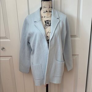 NWT Magaschoni pale blue knitted cardigan jacket Sz large.